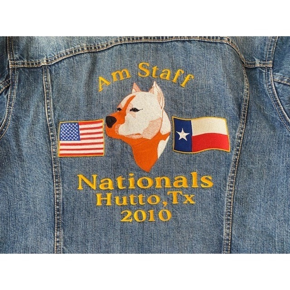 Levi Strauss Men's XL Denim Jacket Red Tag Pitbull Terrier 2010 Vtg Workwear